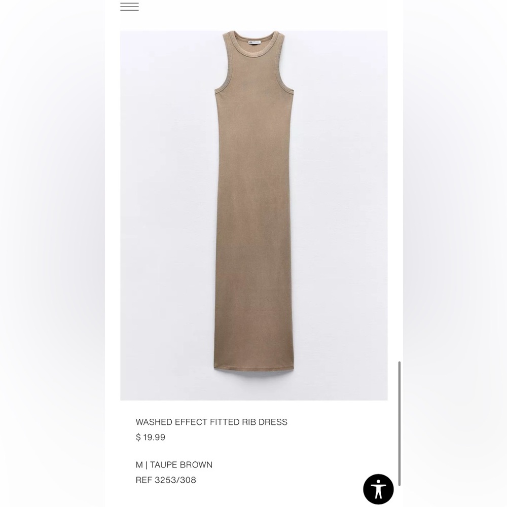Zara Washed Effect Maxi Ribbed Dress